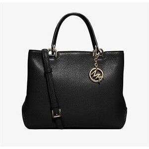 Michael Michael Kors Women's Annabelle Black Medium Leather Tote With Long Strap